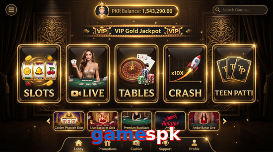 Main screen of Gamespk casino page for PK players